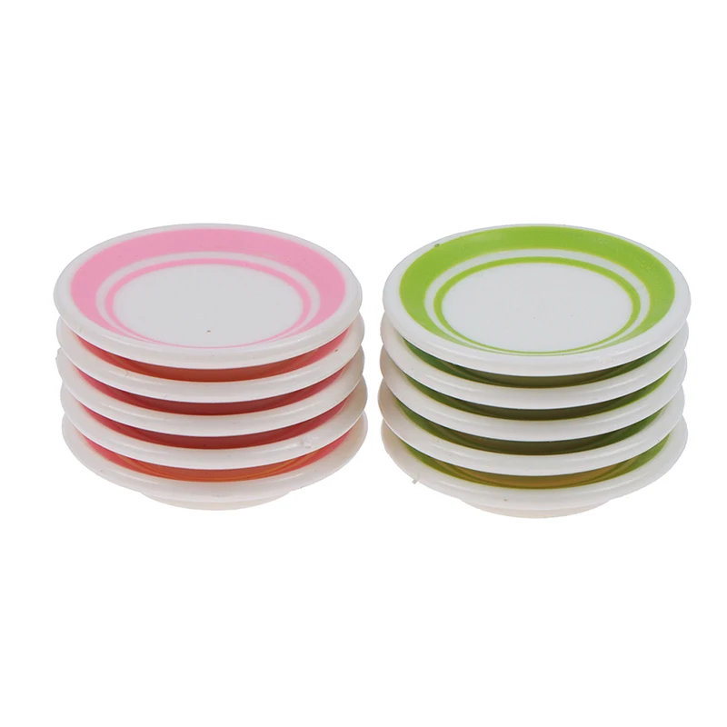 5Pcs/Set Dollhouse Colorful Dinner Plates Doll Durable Mini Food Dishes Tableware Miniature Doll House Accessories Kitchen Toys