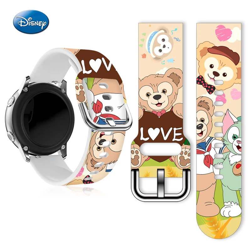 Disney Duffy Bear 20mm Printed Strap for Samsung Galaxy Watch 6/5 40mm 44mm Band Replaceable Bracelet for Amazfit Balance 45mm