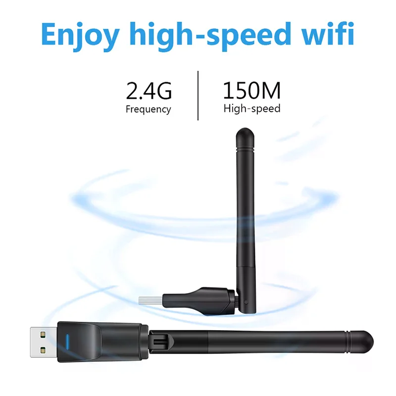 Mini USB WiFi Adapter 150Mbps Wireless Network Card RTL8188 Network Card Wi-Fi Receiver for PC Desktop Laptop 2.4GHz MT7601