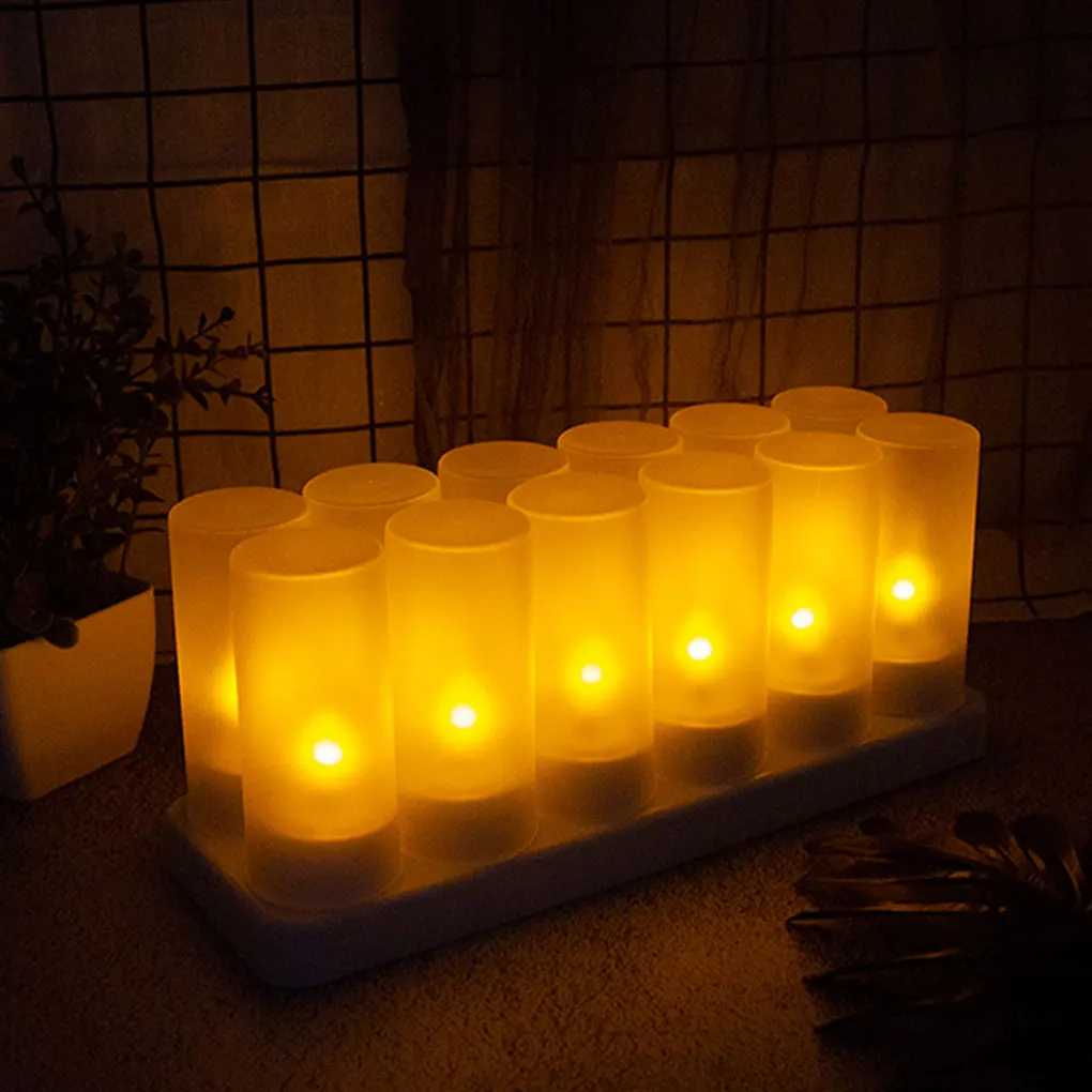 ABS Rechargeable Flameless Tealight Battery Powered Candles With Charging Hub Candle Lamp Wedding