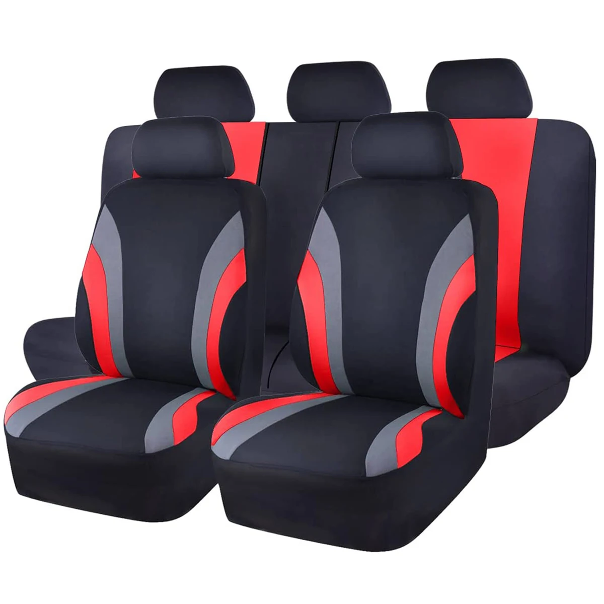 Sportlicher Stil, komplettes Set, Autositzbezüge aus Polyestergewebe, Autositzschutz, universell passend für die meisten Autos und SUVs – Detail 7