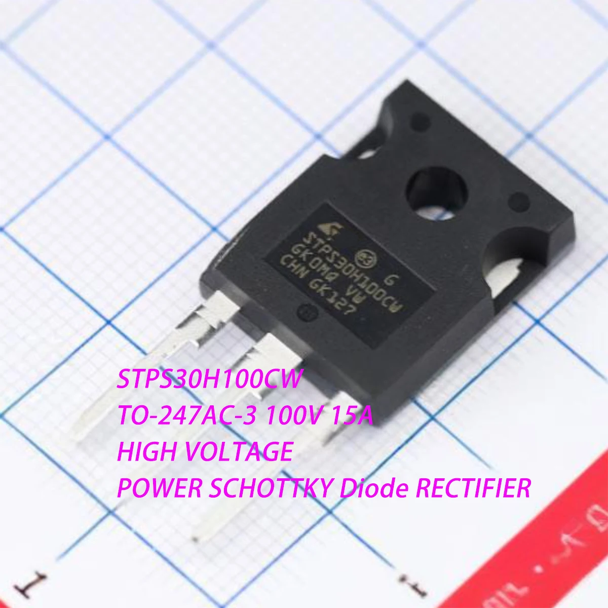 5PCS STPS30H100CW TO-247AC-3 1 Pair Common Cathode 800mV@15A 100V 15A NEW Original HIGH VOLTAGE RECTIFIER POWER SCHOTTKY Diodes
