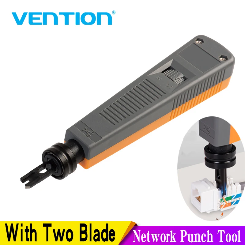 Vention Punch Down Impact Tool Network Punch Tool with Two Blade Convenient for Patch Panels Wire Modules 110 Punch Down Tool