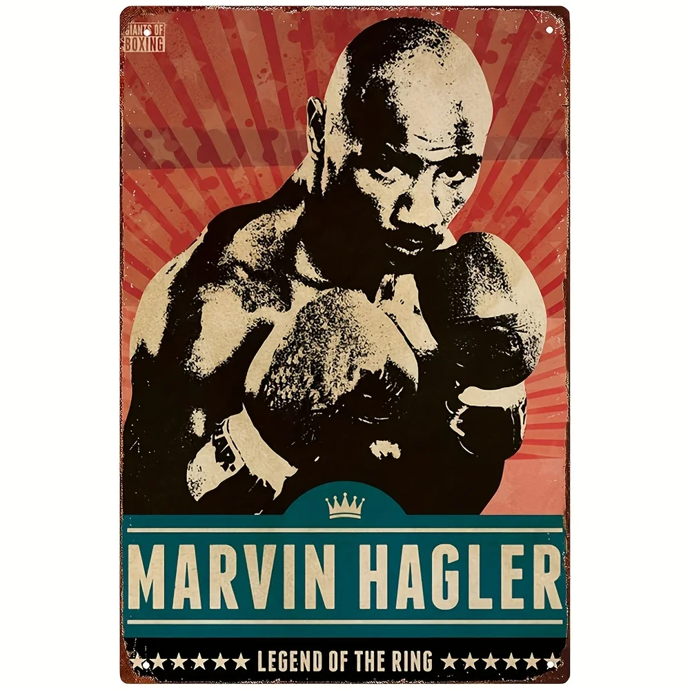 frameless metal sheet painting, vintage metal poster of Marvin Hagler boxing legend - , waterproof and weather resistant, easy