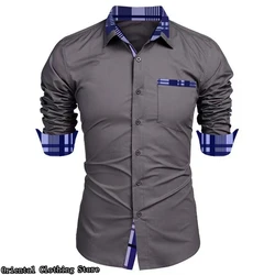 Camisa informal de manga larga para hombre, diseño sencillo y a la moda, color sólido, talla grande, XS-6XL