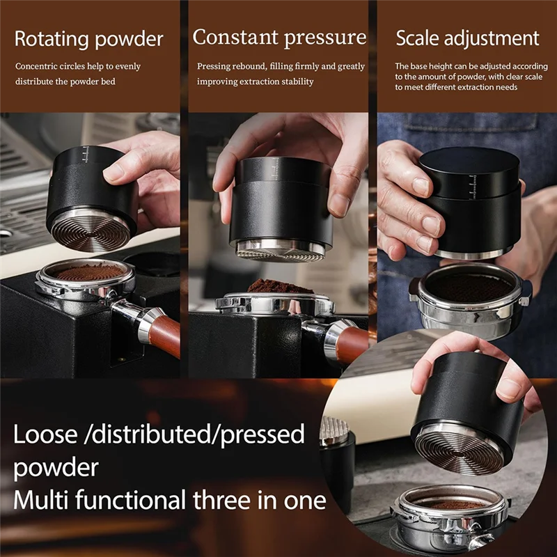 

Coffee Distributor Tamper 53MM Espresso Tools 3 Functions Stainless Steel For Home Essentials