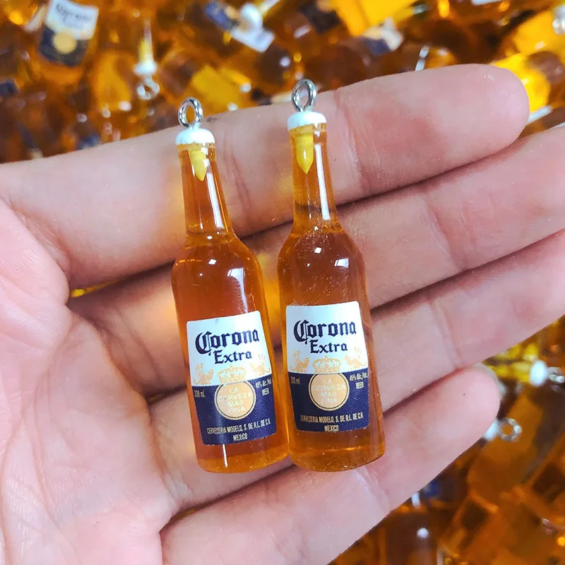 100pcs Bulk Wholesale Yellow Bottle Resin Charms Popular Mini Wine Bottles Pendant For Earring Keychain Diy Jewelry Making