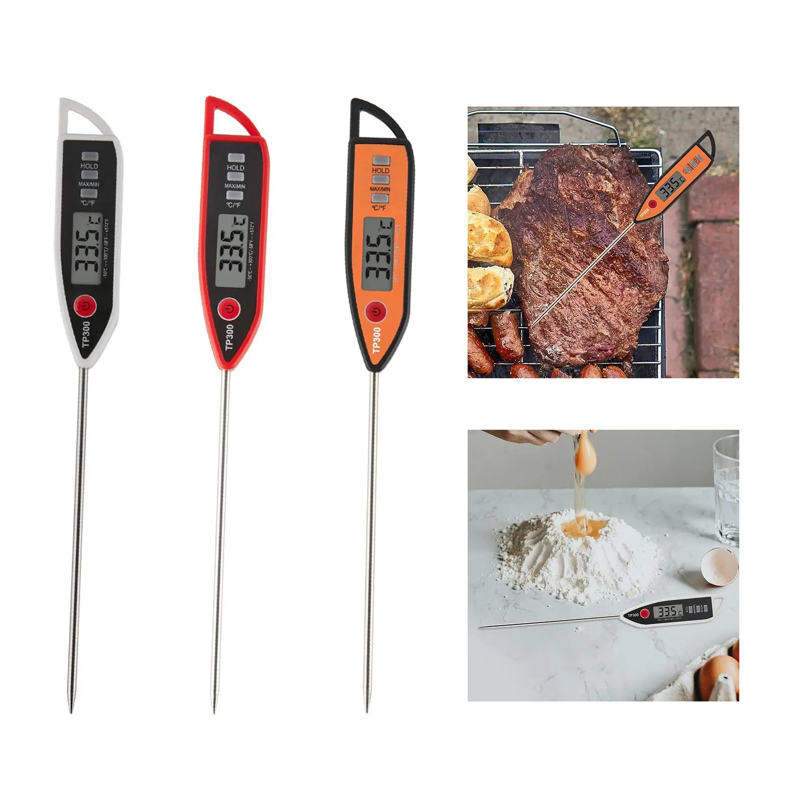 Instant Read Meat Thermometer Fast Thermometer Digital Food Insert Thermometer for Steak Turkey Oven BBQ Outdoor Grilling