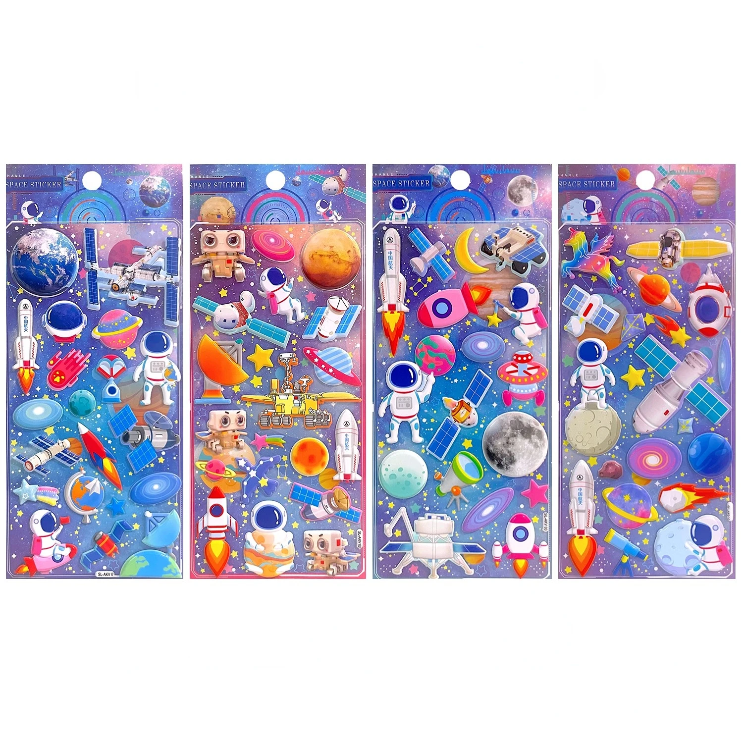 4 pcs Fantastic Space Travel Astronaut 3D Puffy Sticker Scrapbooking Diy Journaling Cute Stationery Diary Sticker Decor Supplies