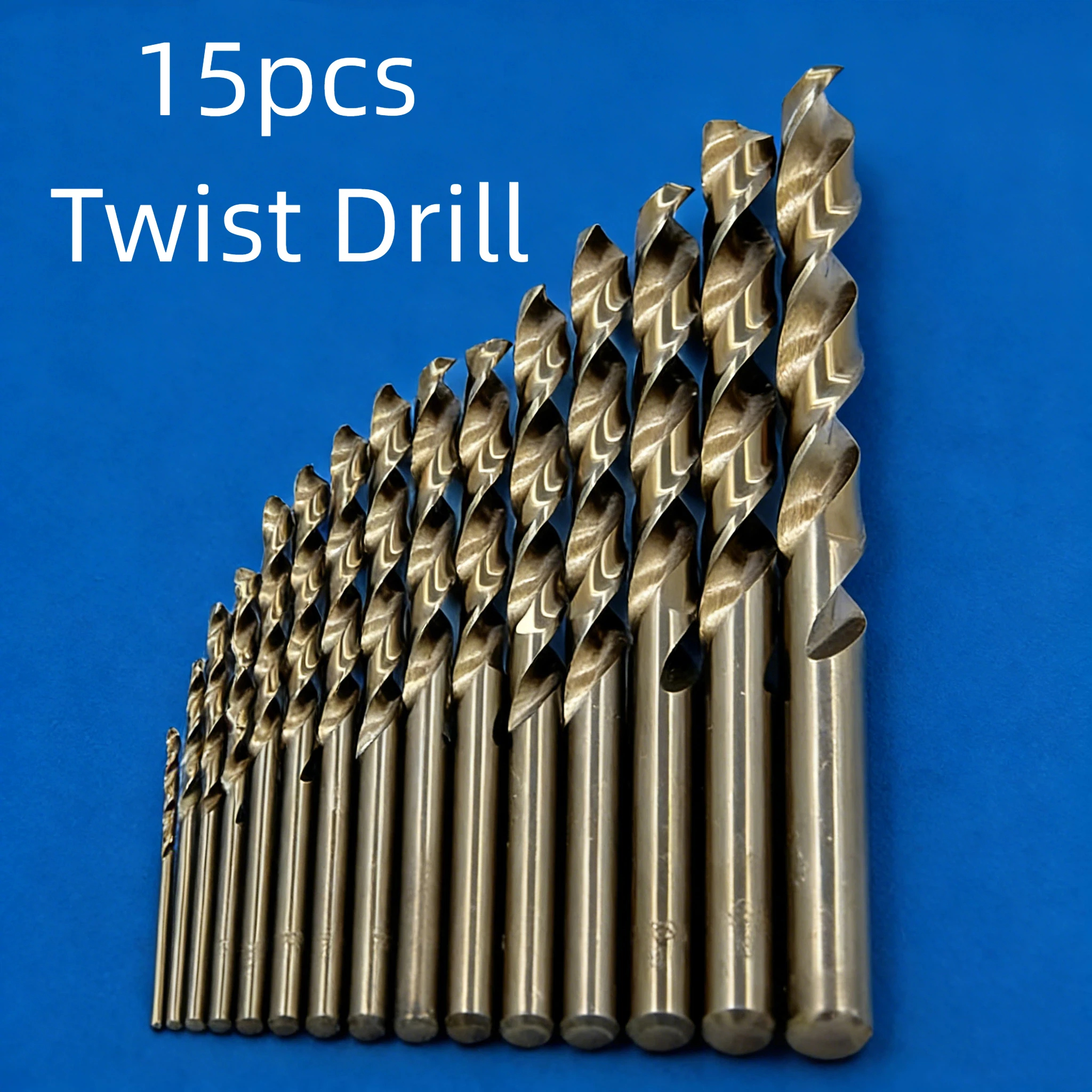 15 قطعة الكوبالت عالية السرعة الصلب مثقاب مجموعة 1.5-10 مللي متر مستقيم عرقوب تويست الحفر للمعادن طحن كامل