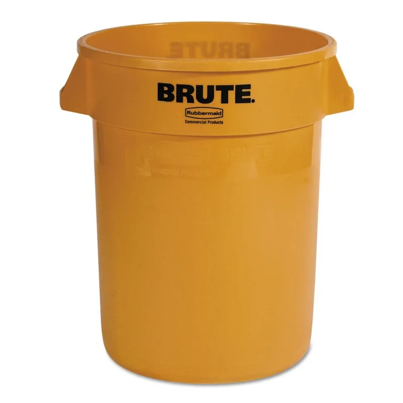 Rubbermaid Commercial Products BRUTE 32G Yellow Vented Trash Container, for Landscapers/Construction Sites/Restaurants/Back