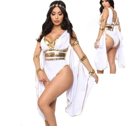 S-XL Carnival Halloween Sexy Greek Goddess For Woman Costume Cleopatra Myth Jumpsuit Role Play Cosplay Fancy Party Dress