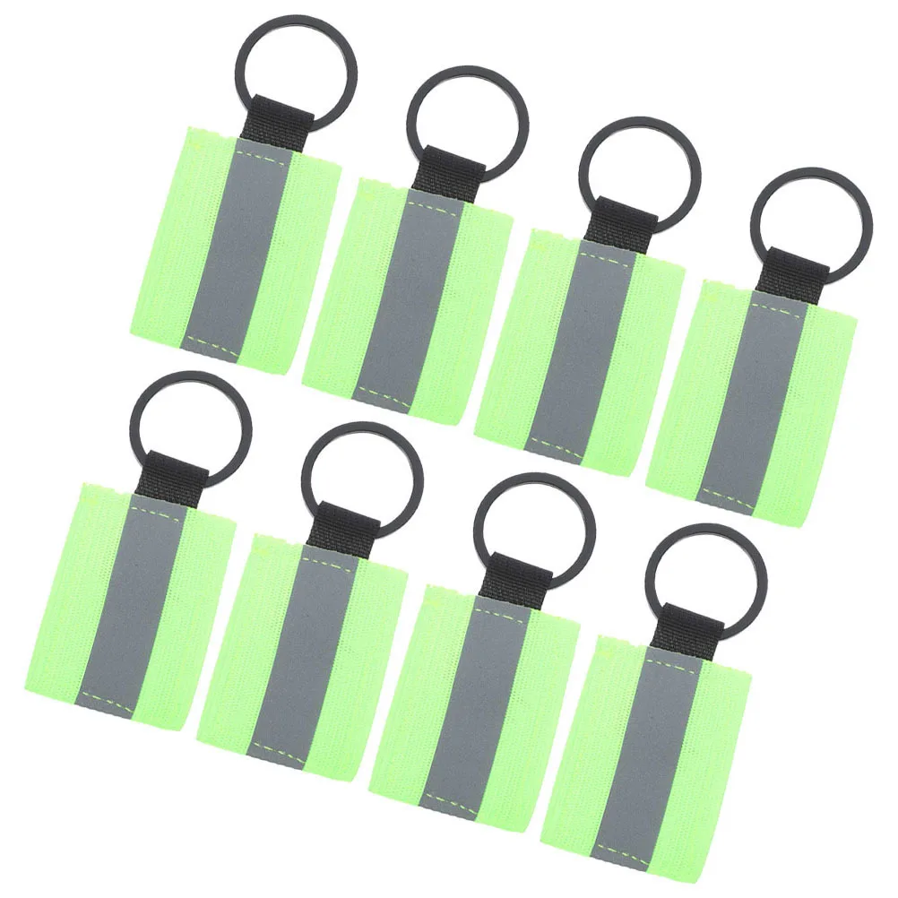 8 個の反射キーホルダーストラップナイロンアルミニウム合金耐久性のあるジッパープルバックパックバッグ自転車夜間安全ギア用