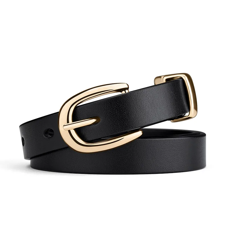 女性用バックル付き牛革パンツシンプルなスカート