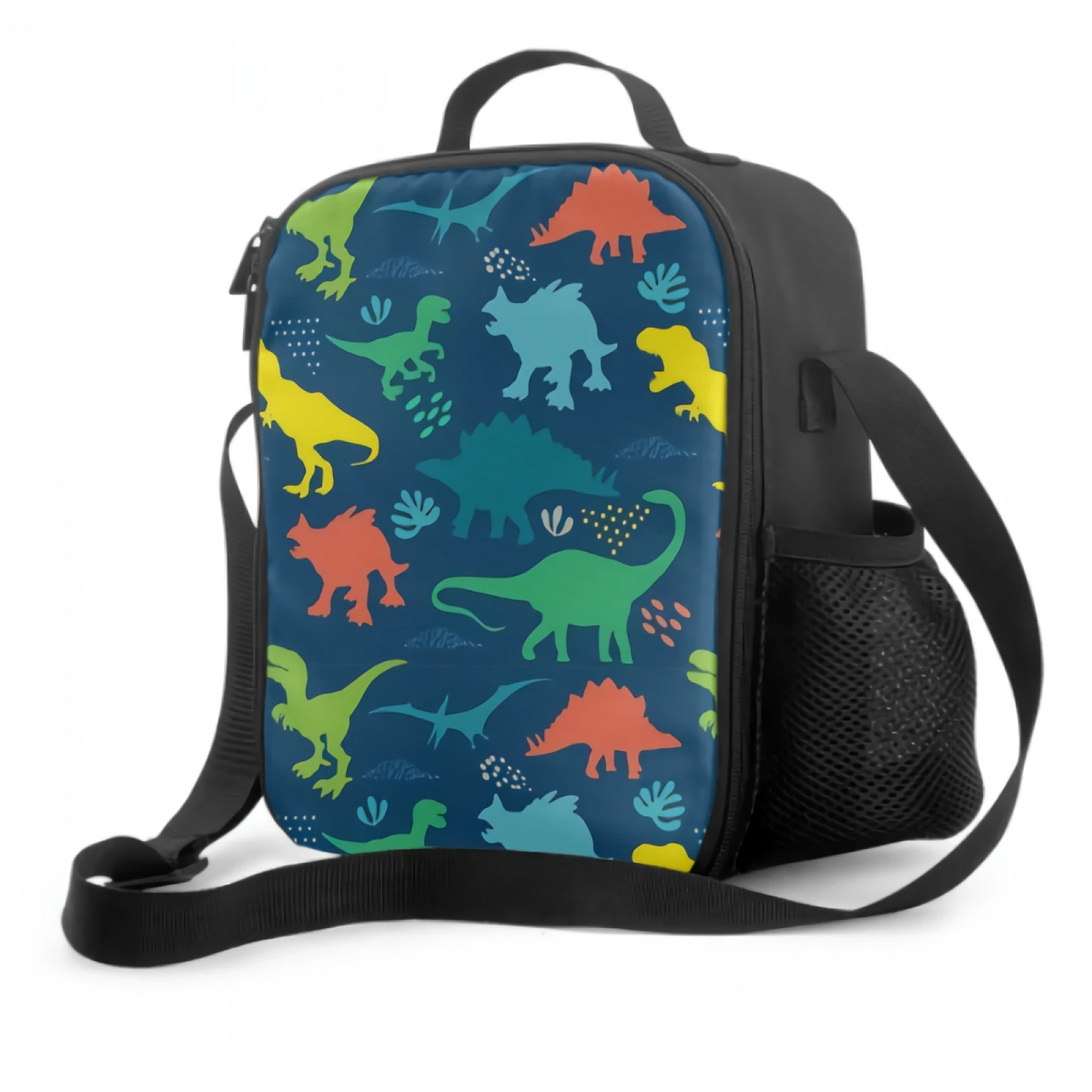 

Colorful Bright Dinosaur Insulated Lunch Bag for School Office Picnic Cute Cartoon Dino Animal Pattern Tote Lunch Box Containers