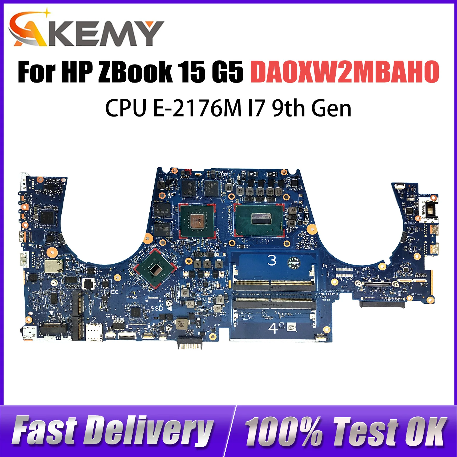 

DA0XW2MBAH0 Mainboard For HP ZBOOK 15 G5 Laptop Motherboard With CPU E-2176M I7 9th Gen Test OK