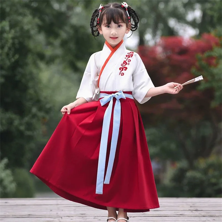 Disfraz Tang chino antiguo para niños, trajes de actuación escénica para vacaciones, traje Hanfu tradicional chino para niños y niñas, bata de satén