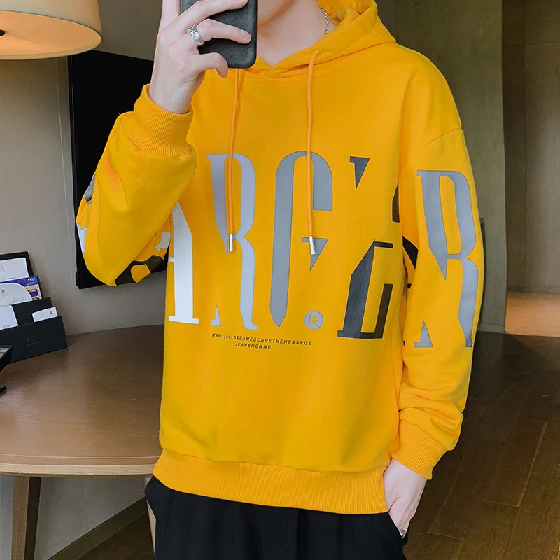 

2024 new spring and autumn new men's casual fashion sports suit young students trend men's long-sleeved hooded t-shirt