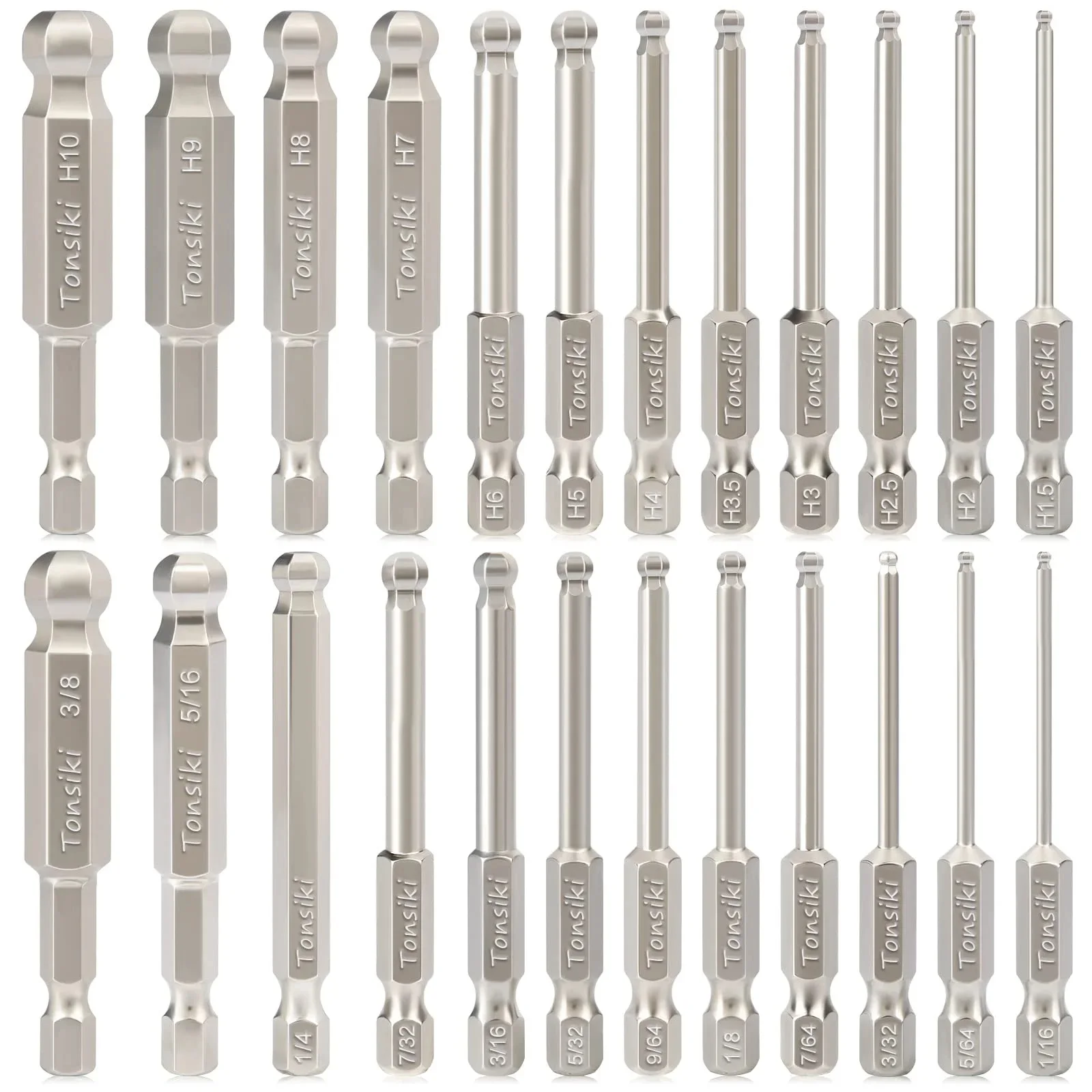 Unlock Precision with 24pcs Hex Head Allen Wrench Drill Bit Set. S2 Steel, 1/4” Hex-Shank. Both Metric & SAE.