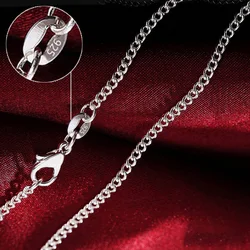 Pure 925 Sterling Silver 16/18/20/22/24/26/28/30 Inch 2mm Side Chain Necklace For Women Man Fashion Wedding Charm Jewelry