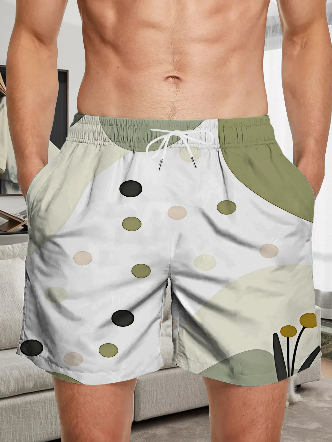 

Streetwear Full Print Digital Shorts Male Elastic Waist Quick Dry Polyester Trunks