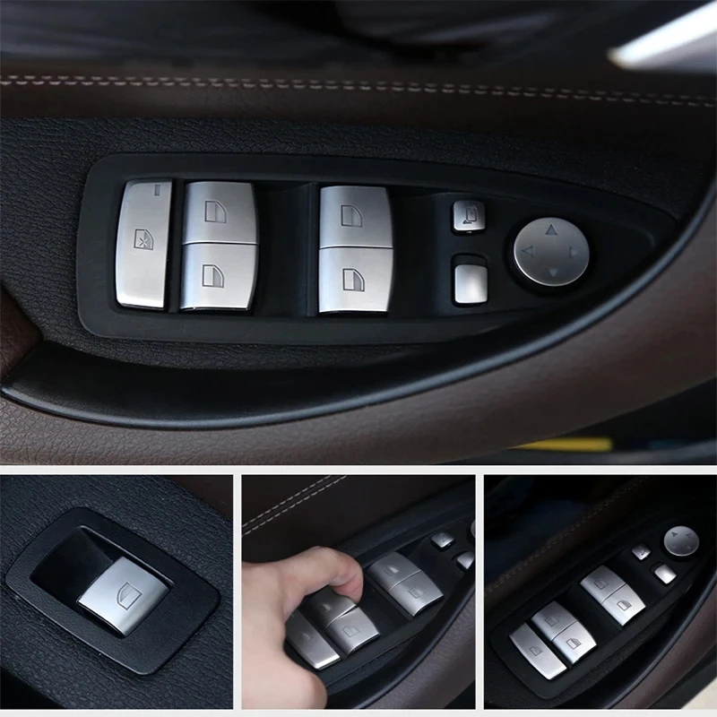 For BMW 1 3 4 Series F20 F21 F22 F30 F31 F34 F36 Chrome alloy door and window glass lifting switch button cover decorative stick