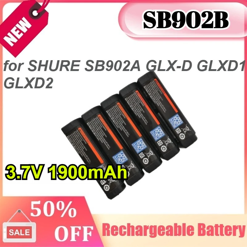 

SB902B 3.7V 1900mAh for SHURE SB902A GLX-D GLXD1 GLXD2 Digital Wireless Systems Battery