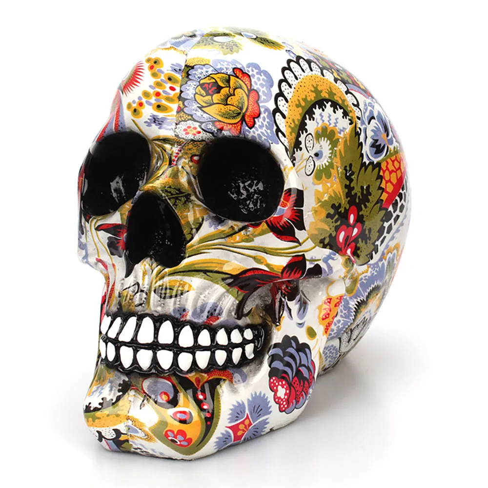 Human Skull Head Sculpture Decor, Creative Skull Flowers, Halloween Decoration, Home Decor