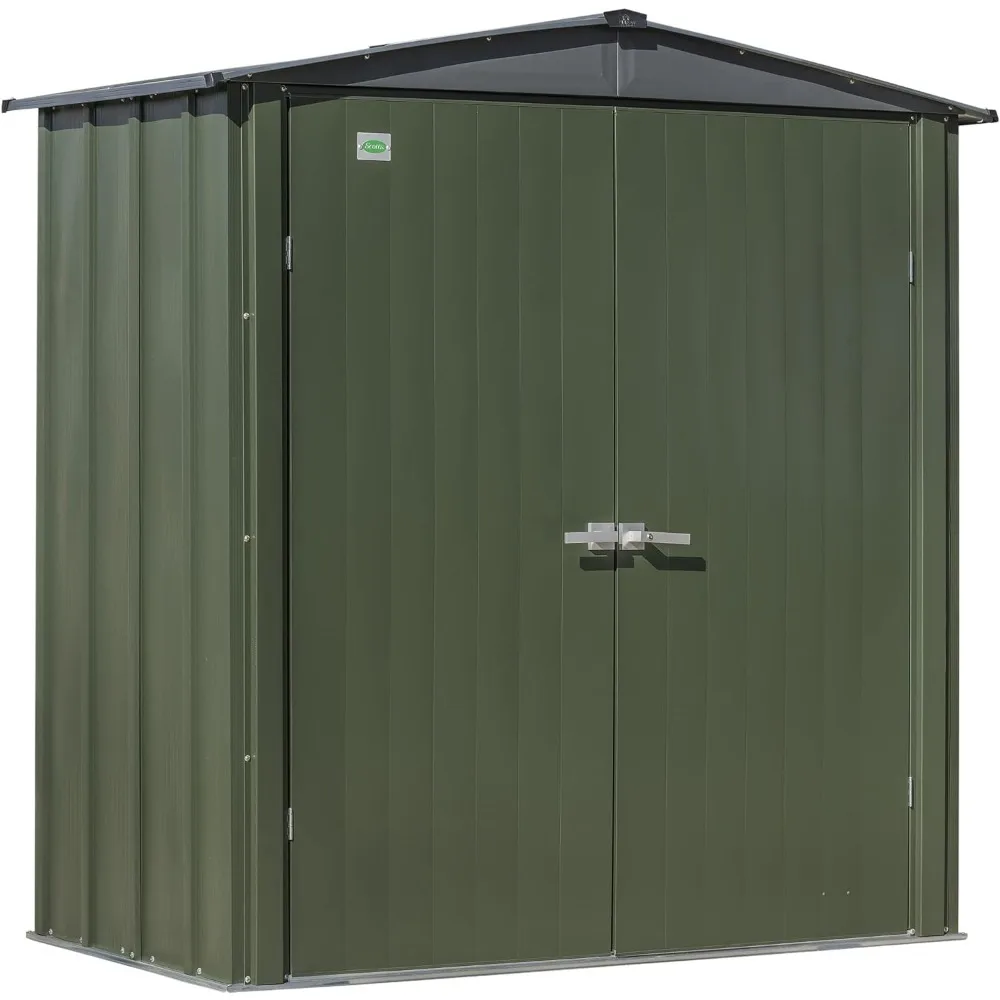 6' x 3' x 6' Garden Storage Cabinet, Compact Outdoor Lockable Metal Shed Kit for Backyard, Patio, and Lawn