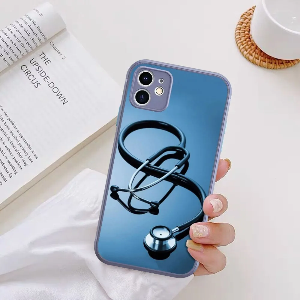 Medical Medicine stethoscope Phone Case For iPhone 14 X XR XS 7 8 Plus 11 12 13 pro MAX 13mini Matte Shockproof Case