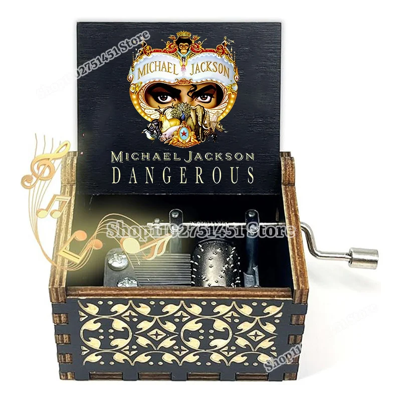 The King Of Pop Michael Jackson Wooden Painted Music Box Ornament Light Luxury Hand Cranked Music Boxes Fans Birthday Home Gifts view 6