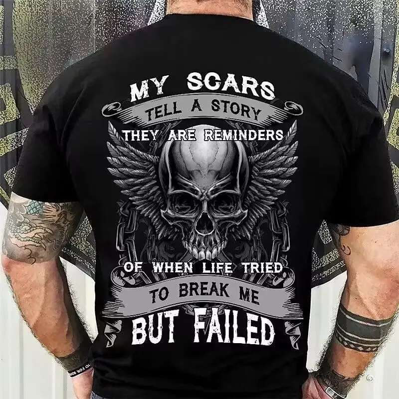 GYM New Summer Bestseller American Double-gun Skull Print Men's Cool and Individual Loose American Short-sleeved T-shirt