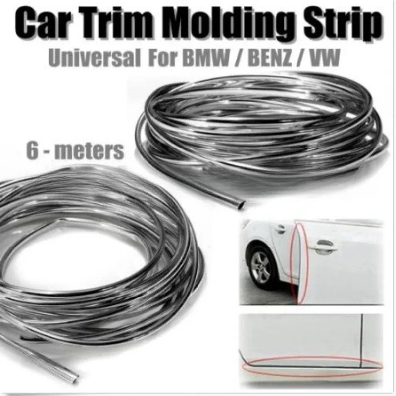 

Lyr 6M Car Door Chrome Moulding Trim Strip Edge Scratch Guard Protector Cover Roll Styling Chrome Trim Strip
