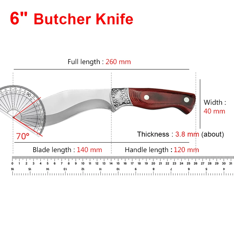 Utility Kitchen Knives Slicing Fruit Cleaver Meat Vegetable Boning Knife Stainless Steel Wood Handle Chef Cooking Barbecue knife