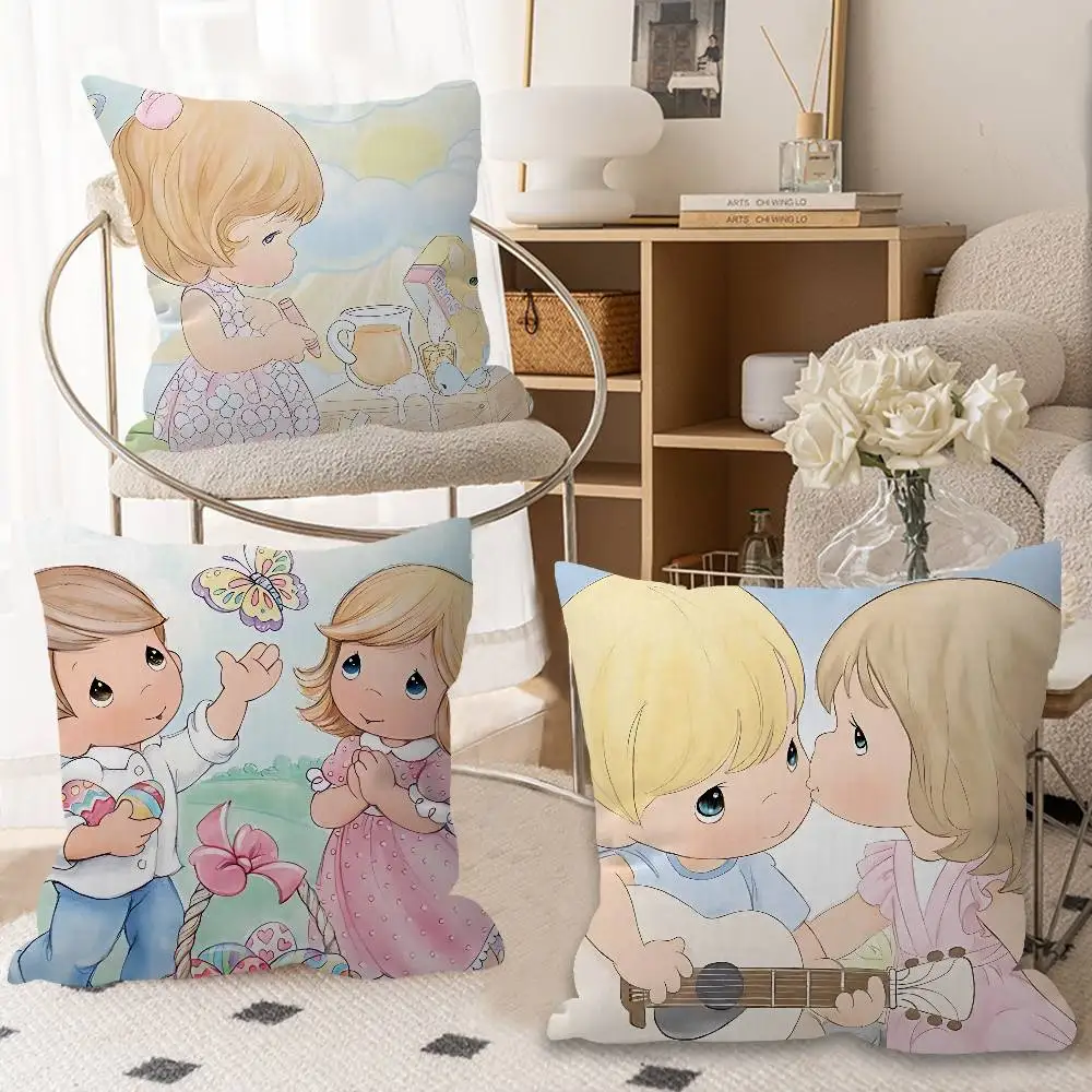 Precious Moments Cute Office Cushion Pillowcase Car Cushion Cover45X45CM Lumbar Pillowcase Sofa Pillowcover