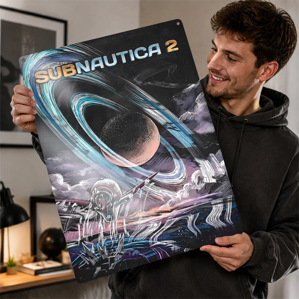 Subnautica 2 Cosmic Ring Portal Aluminum Poster Customized Metal Tin Sign Dystopian Hero Tribute Wall Art Enhances Home Office