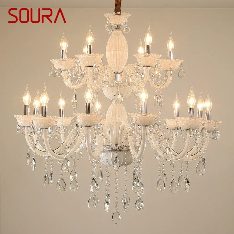 SOURA European Crystal Pendent Lamp Candle Lamp Luxury Art Living Room Restaurant BedroomVilla Hotel KTV Chandelier