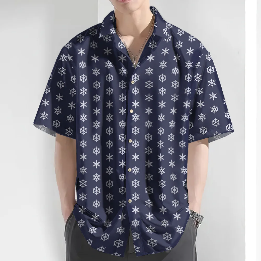 Simplicity Trend Men's Shirt 3D Spot Pattern Short Sleeve Shirt Summer Beach Casual Hawaiian Shirts Daily Loose Oversized Shirts