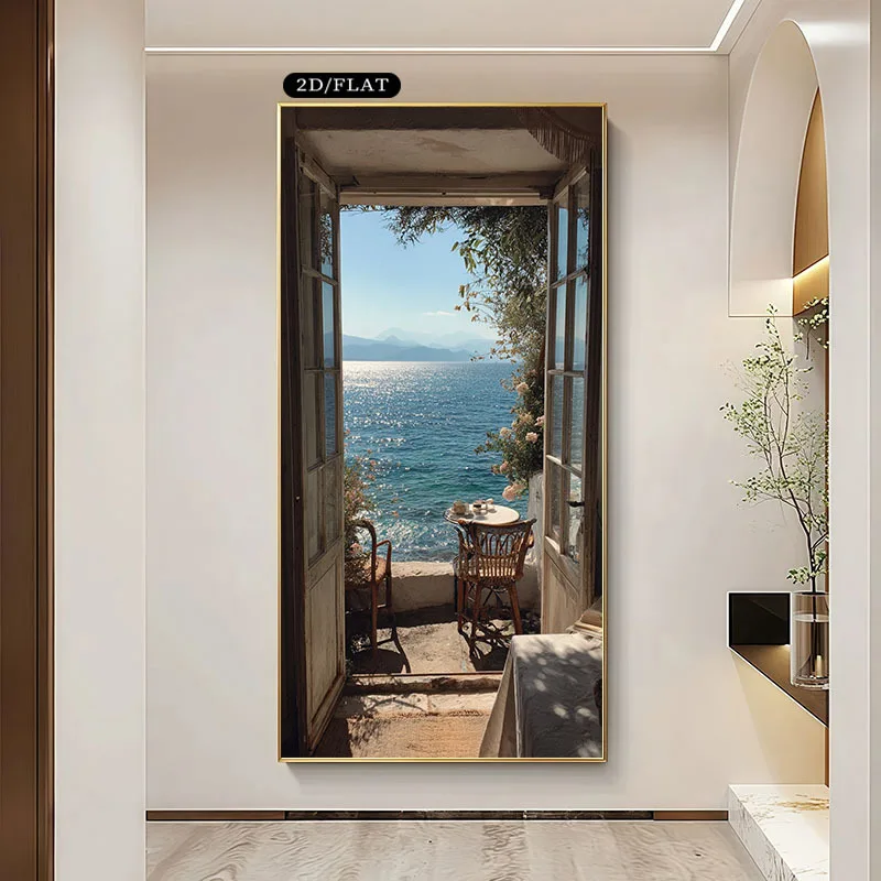 

Unframed Modern Canvas Artwork Printed Mural of A Tranquil Coastal View, Ideal for Decorating Living Rooms, Bedrooms, Offices