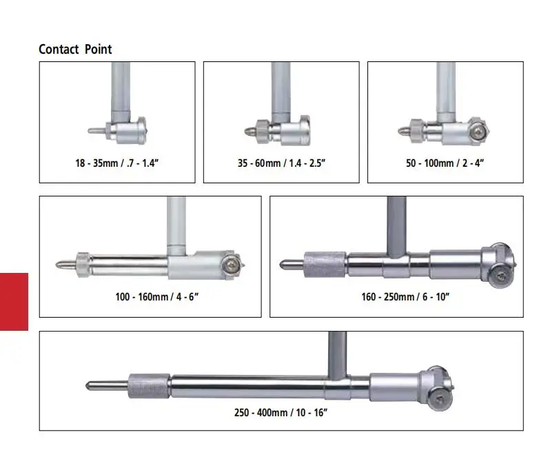 Imagem -04 - Mitutoyo Bore Gages Mitutoyo 511711-712 511-713 511-714 511-715 511-716 1835 mm 3560 mm 50150 mm 100-160 mm 165250 mm 255400 Milímetros 001 Milímetros