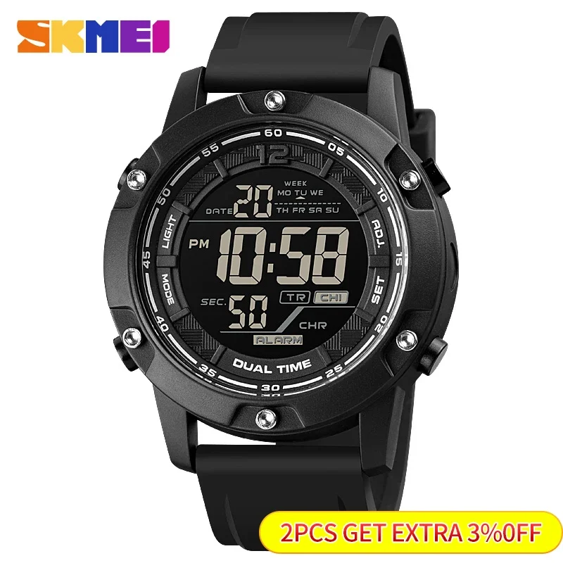 SKMEI 1762 Mens Digital Movement LED Light Countdown Wristwatch Clock relogio masculino 10Bar Waterproof Swimming Sport Watches