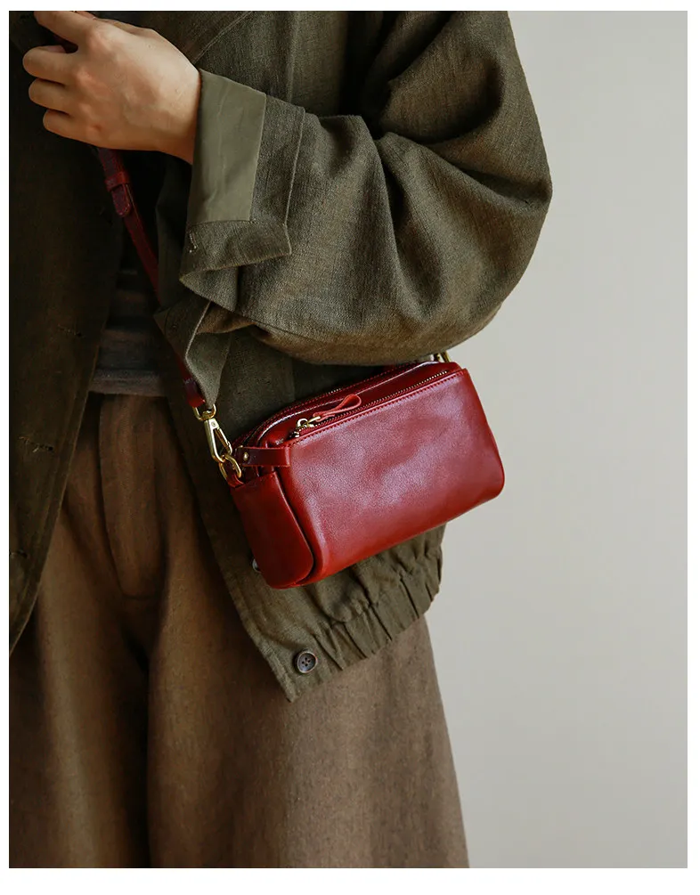 Modische, handgefertigte Damen-Umhängetasche aus echtem Leder, ideal für Wochenendausflüge, luxuriöse Qualität, hochwertige Rindsledertasche. – Detail 14