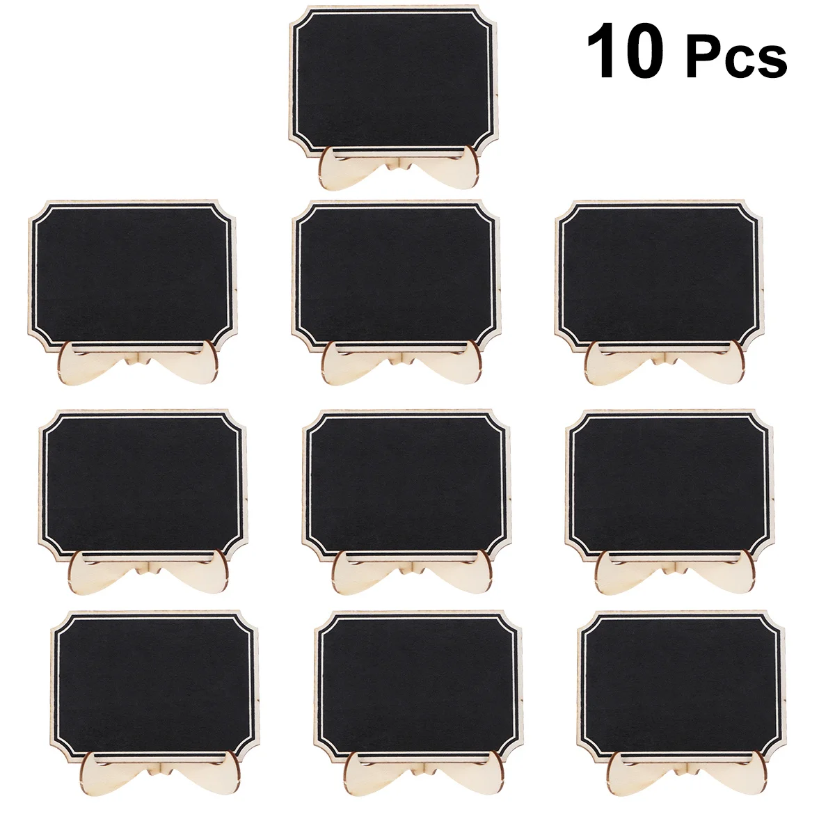 10Pcs Creative Mini Chalkboards Narrow Wood Trim Erasable Message Boards for Wedding Dinner Party Table Place Signs