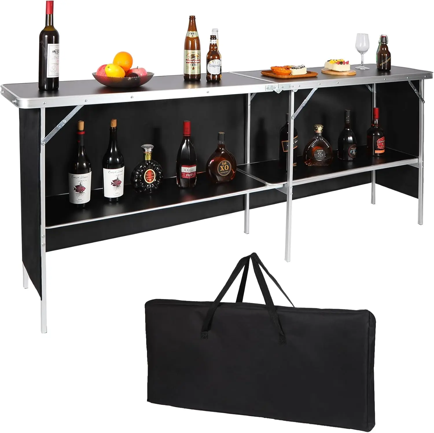 Portable Bar Table, Pop Up Folding Mobile Bar Bartender Table Podium Table with Carry Bag for Events, Party, Camping, Tradeshow,