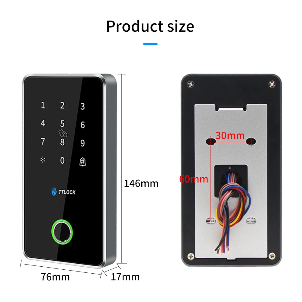 Fingerprint/NFC/Bluetooth Access Control System - 13.56MHz RFID Electric Gate Lock with IP65 Waterproof Metal Keypad for home