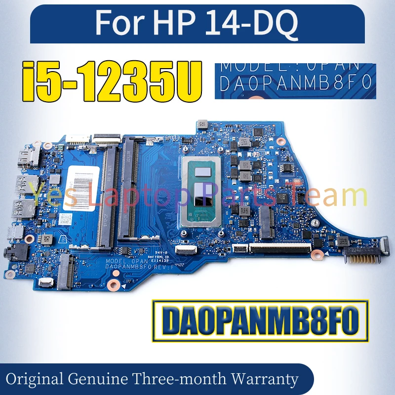 DA0PANMB8F0 For HP TPN-Q221 14-DQ 14s-DQ 14-DR Laptop Mainboard 0PAN SRLFQ i5-1235U DDR4 Notebook Motherboard Tested