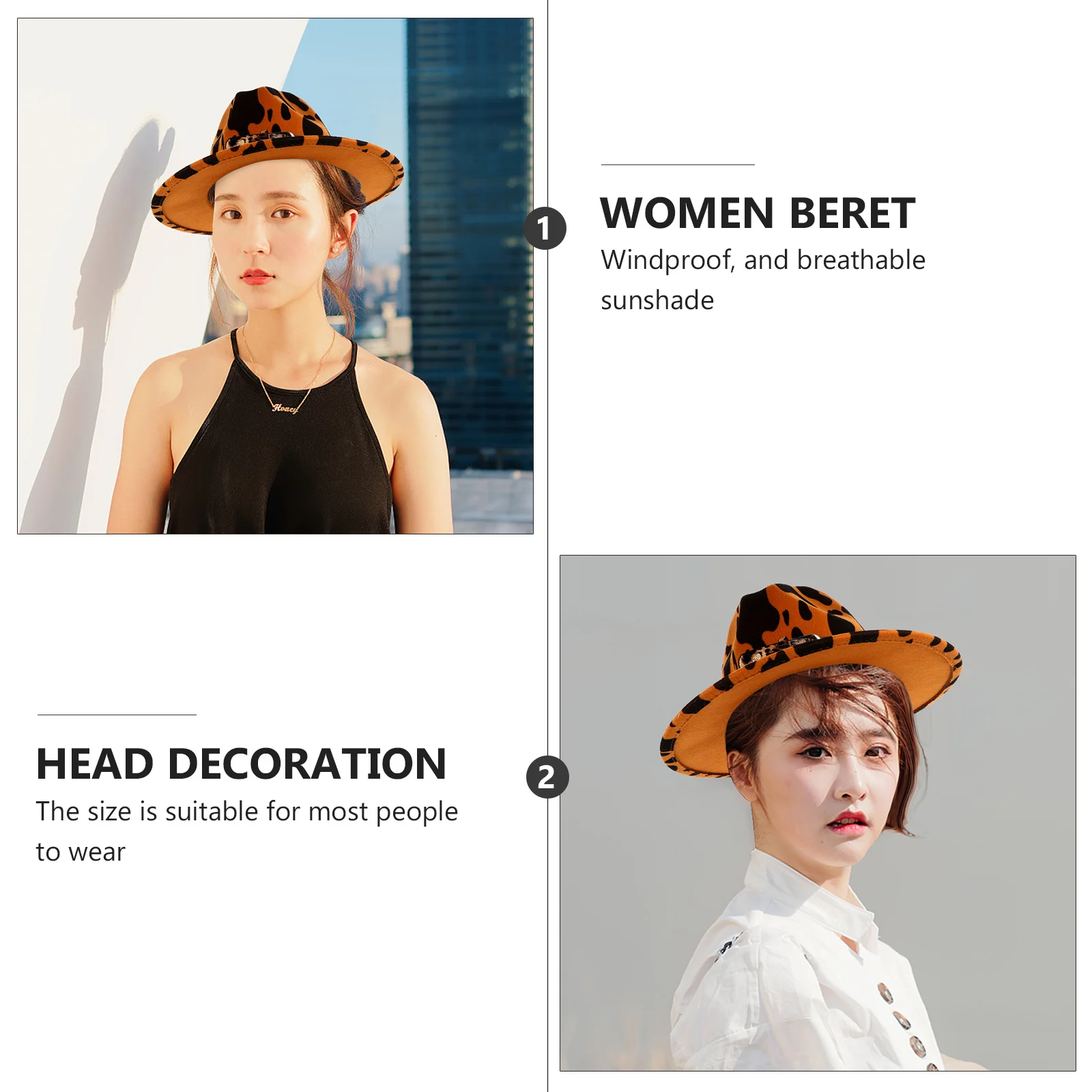 

1pc Leopard Print Party Hat Flat Cap Jazz Cosplay Stage Show Windproof Sunshade Fedora Ladies Retro Decor Party Accessories