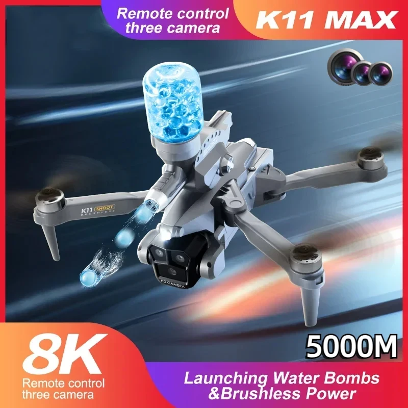 For XIAOMI K11MAX Drone Launching Water Bomb Brushless Power Electric Adjustment 3 Camera Drone Quadcopter For Adult Child Toy