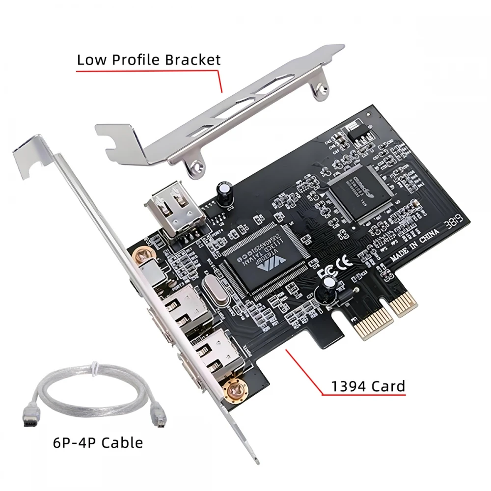 بطاقة Firewire PCI-E إلى 1394A PCI-E 1X 4X 16X إلى IEEE 1394 بطاقة Firewire ذات 3 منافذ لنظام التشغيل Windows Mac OS Linux مع كابل 0.8M 1394 #1