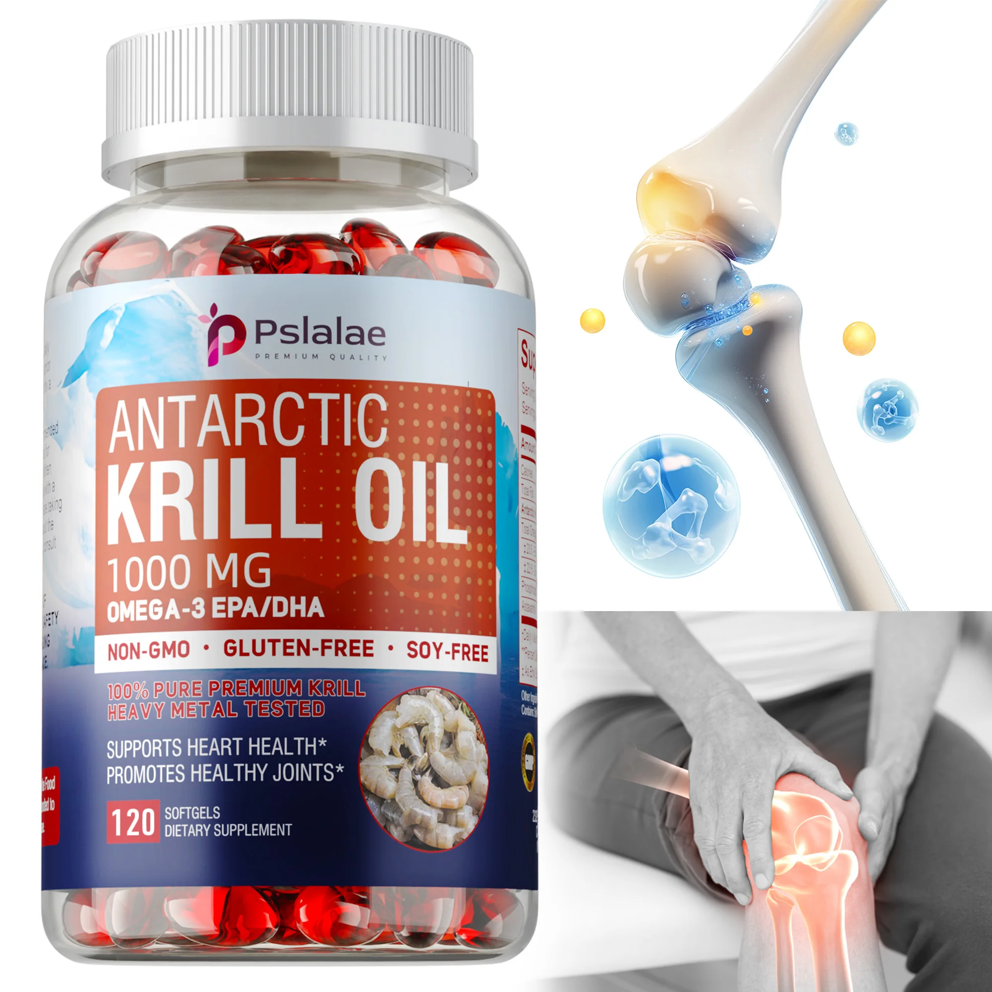 

Antarctic Krill Oil Capsules - Promotes Heart and Cardiovascular Health, Metabolism, Supports Eye, Joint & Skin Health, Non-GMO